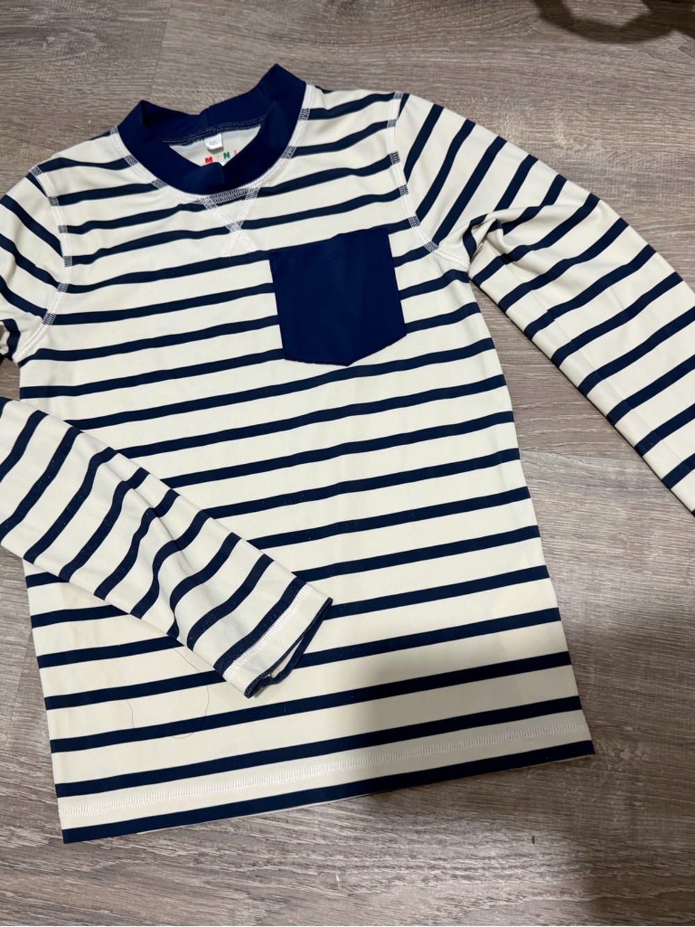 Boden Navy & White Striped Long-Sleeve Tee with Pocket